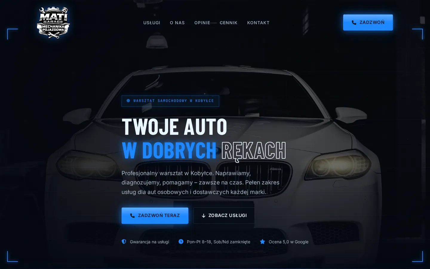 Strona warsztatu samochodowego